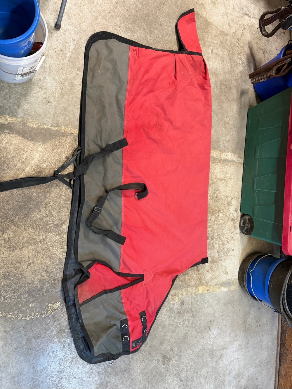 Red and Gray Heavy-Duty Pet Coat - Durable Weather-Resistant Dog Blanket